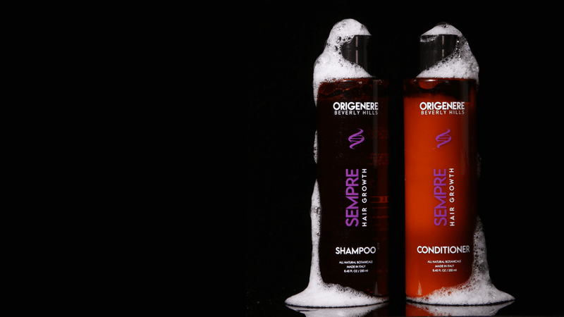 Sempre luxury shampoo hero image on marble background