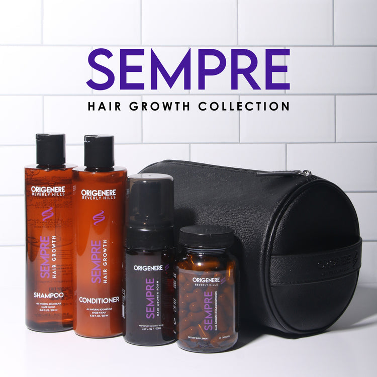 Sempre Hair Growth Collection: shampoo. conditioner, hair growth foam and organonturients (hair growth vitamins)